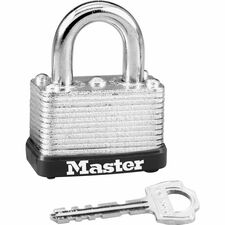 Master Lock Warded Padlock - Keyed Different - 0.25" (6.35 mm) Shackle Diameter - Cut Resistant, Dirt Resistant - Laminated Steel - Silver - 1 Each