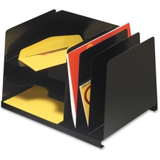 MMF Horizontal/Vertical File Organizer - 6 Compartment(s) - 8.8" Height x 15" Width x 11" Depth - Desktop - Non-skid Base, Chip Resistant - Black - Steel - 1 Each