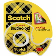 Scotch Double-Sided Tape - 12.50 yd Length x 0.50" Width - 1" Core - Acrylate - Permanent Adhesive Backing - Dispenser Included - Handheld Dispenser - Long Lasting - For Splicing, Mount Picture/Poster - 1 / Roll - Clear