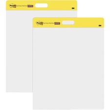 Post-itÂ® Self-Stick Easel Pads - 20 Sheets - Plain - Stapled - 18.50 lb Basis Weight - 20" x 23" - White Paper - Self-adhesive, Repositionable, Bleed Resistant, Cardboard Back - 2 / Pack