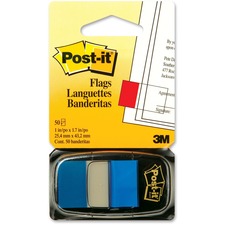 Post-it Standard Tape Flags - 1" x 1 1/2" - Rectangle - Blue - Removable, Self-adhesive - 1 / Pack