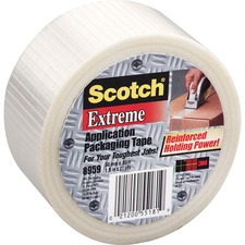 Scotch Extreme Application Packaging Tape - 54.60 yd Length x 2" Width - 5.7 mil Thickness - 3" Core - Synthetic Rubber - Glass Yarn Backing - Handheld Dispenser - Abrasion Resistant, Moisture Resistant, Scuff Resistant - For Shipping, Packing - 1 / Roll - Clear