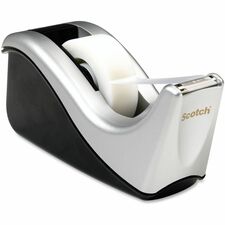 Scotch Two-tone Desktop Office Tape Dispenser - Holds Total 1 Tape(s) - 1" Core - Refillable - Non-skid Base - Silver, Black - 1 Each