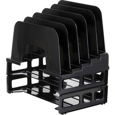 Officemate Tray/Incline Sorter Combo - 5 Compartment(s) - 14" Height x 9.1" Width x 13.5" Depth - Desktop - Stackable - Black - 1 / Pack