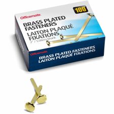 Officemate Roundhead Fasteners - 2" Shank - 0.50" Head - 100 / Box - Brass