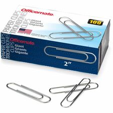 Officemate Giant Gem Paper Clips - Jumbo - 2" Length x 0.5" Width - 1000 / Pack - Silver - Steel