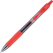 Pilot G2 Retractable Gel Ink Rollerball Pens - Fine Pen Point - 0.7 mm Pen Point Size - Refillable - Retractable - Red Gel-based Ink - Clear Barrel - 1 Dozen