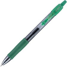 Pilot G2 Retractable Gel Ink Rollerball Pens - Fine Pen Point - 0.7 mm Pen Point Size - Refillable - Retractable - Green Gel-based Ink - Clear Barrel - 1 Dozen