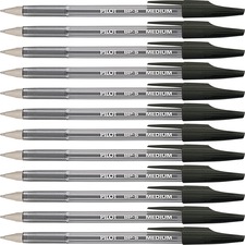 Pilot Better BP-S Ball Stick Pens - Medium Pen Point - 1 mm Pen Point Size - Refillable - Black - Crystal, Clear Barrel - Stainless Steel Tip - 1 Dozen