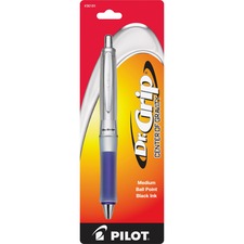Pilot Dr. Grip Center of Gravity Retractable Ballpoint Pens - Medium Pen Point - 1 mm Pen Point Size - Refillable - Retractable - Black - Blue Barrel - 1 Each