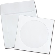 Quality Park Paper CD/DVD Sleeves - CD/DVD - 5" Width x 4 7/8" Length - 24 lb - Wove - 100 / Box - White