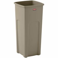 Rubbermaid Commercial Untouchable Square Container - 23 gal Capacity - Square - Crack Resistant - 32.9" Height x 16.5" Width x 15.5" Depth - Plastic - Beige - 1 Each