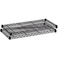 Safco Industrial Wire Extra Shelf - 48" x 24" x 1.5" - 2 x Shelf(ves) - 2500 lb Load Capacity - Adjustable Glide, Durable - Black - Powder Coated - Steel - Assembly Required