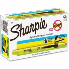 Sharpie Smear Guard Retractable Highlighters - Chisel Marker Point Style - Retractable - Fluorescent Yellow - Yellow Barrel - 1 Each