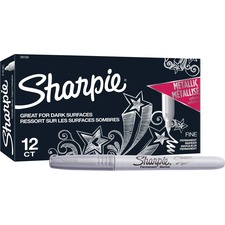 Sharpie Metallic Permanent Markers - Fine Marker Point - 0.5 mm Marker Point Size - Chisel Marker Point Style - Silver - 1 Box