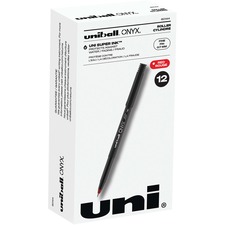 uni-ball Onyx Rollerball Pens - Fine Pen Point - 0.7 mm Pen Point Size - Red - Metal Tip - 1 Dozen