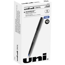 uniballâ„¢ Onyx Rollerball Pens - Fine Pen Point - 0.7 mm Pen Point Size - Blue - Metal Tip - 1 Dozen