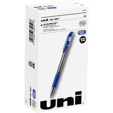 uniball™ Gel Grip Pens - Medium Pen Point - 0.7 mm Pen Point Size - Blue Gel-based Ink - 1 Dozen