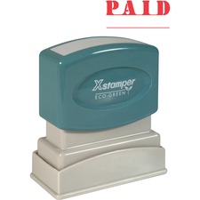 Xstamper PAID Title Stamp - Message Stamp - "PAID" - 0.50" Impression Width x 1.62" Impression Length - 100000 Impression(s) - Red - Recycled - 1 Each