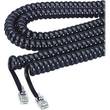 Softalk Modular Plug Handset Coil Cord - 12 ft Phone Cable for Phone - First End: 1 x RJ-09 Phone - Male - Second End: 1 x RJ-09 Phone - Male - Black - 1 Each