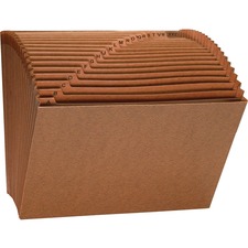 Sparco No Flap Heavy-Duty Accordion Files - Letter - 8 1/2" x 11" Sheet Size - 21 Pocket(s) - Top Tab Location - Brown - Recycled - 1 Each