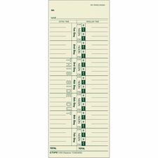 TOPS Regular/Overtime Weekly Time Cards - 3.50" x 9" Sheet Size - Manila - Manila Sheet(s) - Green Print Color - 500 / Box