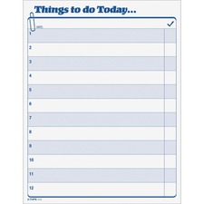 TOPS Things To Do Today Pad - 100 Sheet(s) - 11" (27.9 cm) x 8 1/2" (21.6 cm) Sheet Size - White - White Sheet(s) - Blue Print Color - 100 / Pad