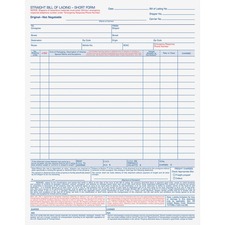 TOPS Bill-of-Lading Snap off 4-part Form Sets - 4 PartCarbonless Copy - 11 7/16" (29.1 cm) x 8 1/2" (21.6 cm) Sheet Size - White Sheet(s) - Light Blue, Blue, Red Print Color - 50 / Pack
