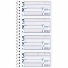 TOPS Carbonless Phone Message Book - Double Sided Sheet - Spiral Bound - 2 PartCarbonless Copy - 5.50" x 11" Sheet Size - White - Assorted Sheet(s) - Blue, Red Print Color - 1 Each