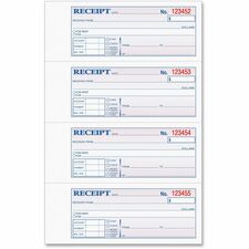 TOPS Money/Rent Receipt Book - 3 PartCarbonless Copy - 2.75" x 7.25" Sheet Size - Assorted Sheet(s) - Blue Print Color - 1 Each