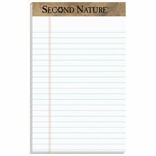 TOPS Second Nature Recycled Writing Pads - 50 Sheets - 0.28" Ruled - 16 lb Basis Weight - Jr.Legal - 5" x 8" - White Paper - Perforated - Recycled - 1 Dozen