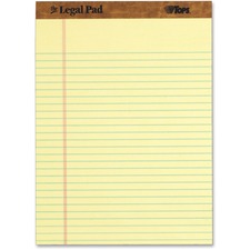 TOPS Letr-trim Perforated Legal Pads - 50 Sheets - Double Stitched - 0.34" Ruled - 16 lb Basis Weight - 8 1/2" x 11 3/4" - Canary Paper - Perforated, Hard Cover - 1 Dozen