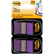 Post-itÂ® Flags - 100 - 1" x 1.75" - Rectangle - Unruled - Purple - Removable, Self-adhesive - 100 / Pack