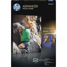 HP Inkjet Photo Paper - Glossy - 4" x 6" - 66 lb Basis Weight - Glossy - 100 / Pack - Quick Drying, Smudge Resistant, Durable