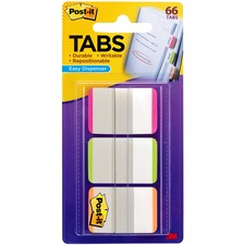 Post-itÂ® Durable Tabs - 66 Write-on Tab(s) - 1.50" Tab Height - Pink, Green, Orange Tab(s) - 66 / Pack