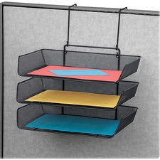 Fellowes Mesh Partition Additionsâ„¢ Triple Tray - 3 Pocket(s) - 3 Tier(s) - 17.8" Height x 11.1" Width x 14" Depth - 72% Recycled - Black - 1 Each