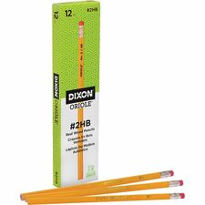 Dixon Oriole HB No. 2 Pencils - #2 Lead - Black Lead - Yellow Wood Barrel - 1 Dozen