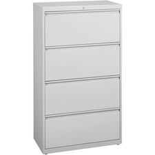 Lorell Fortress Series Lateral File - 36" x 18.6" x 52.5" - 4 x Drawer(s) for File - Legal, Letter, A4 - Lateral - Rust Proof, Leveling Glide, Interlocking, Ball-bearing Suspension, Label Holder - Light Gray - Baked Enamel - Steel - Recycled
