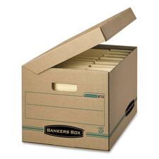 Fellowes Flip-Top Attached Lid File Box - External Dimensions: 12" Width x 15" Depth x 10"Height - Media Size Supported: Letter, Legal - Flip Top Closure - Medium Duty - Stackable - Kraft - Kraft - Recycled - 1 Each