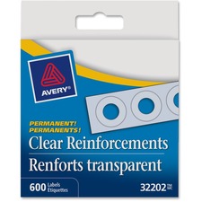 Avery® Hole Reinforcement Label Dispenser Pack - Ring Binder - Rectangular - Clear - Polyvinyl - 600 / Box