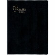 Blueline® Timanager® Weekly Business Diaries - Julian Dates - Weekly - 13 Month - December 2023 - December 2024 - 7:00 AM to 8:30 PM - Half-hourly - 1 Week Double Page Layout - 8 1/2" x 11" Sheet Size - Twin Wire - Vinyl - Black CoverAppointment S