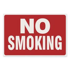 U.S. Stamp & Sign No Smoking Sign - 1 Each - No Smoking Print/Message - 12" (304.80 mm) Width x 8" (203.20 mm) Height - Plastic - Indoor, Outdoor - White, Red