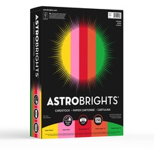 Astrobrights Colored Cardstock - "Vintage" 5-Color Assortment - Letter - 8 1/2" x 11" - 65 lb Basis Weight - 250 / Pack - Acid-free, Lignin-free - Solar Yellow, Pulsar Pink, Re-entry Red, Orbit Orange, Gamma Green