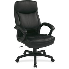 WorkSmart WorkSmart EC6583 Executive High Back Chair with Match Stitching - Black Leather Seat - 5-star Base - 1 Each