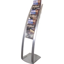 Deflecto Contemporary Floor Display - 6 Compartment(s) - Compartment Size 1.45" (36.94 mm) - 49" Height x 13" Width x 16.5" DepthFloor - Silver - Metal - 1 Each