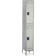 Safco Double-Tier Two-tone Locker with legs - 12" x 18" x 78" - Recessed Locking Handle - Gray - Steel