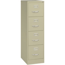 Lorell Fortress Series 22" Commercial-Grade Vertical File Cabinet - 15" x 22" x 52" - 4 x Drawer(s) for File - Letter - Lockable, Ball-bearing Suspension - Putty - Steel - Recycled