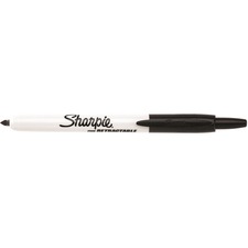 Sharpie Retractable Permanent Markers, Fine Point - Fine Pen Point - Retractable - Black - Plastic Barrel - 2 / Pack