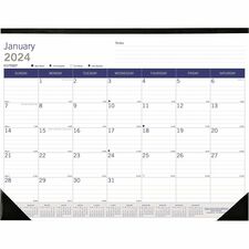 Blueline DuraGlobe Monthly Desk Pad Calendar - Julian Dates - Monthly - 12 Month - January 2024 - December 2024 - 1 Month Single Page Layout - 22" x 17" Sheet Size - Desk Pad - Chipboard, Paper - Reference Calendar, Eco-friendly, Notepad, Reinforced - 1 E