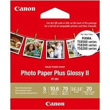 Canon Plus Glossy II Photo Paper - 92 Brightness - 3 1/2" x 3 1/2" - 70 lb Basis Weight - Glossy - 20 / Pack